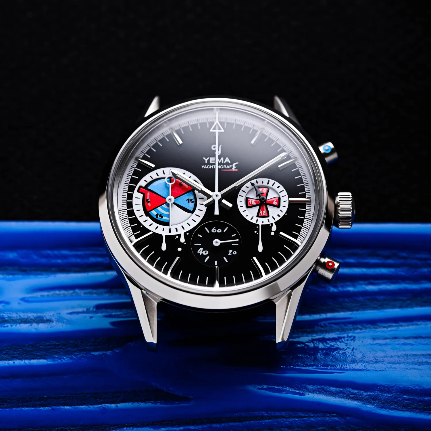 Cadran De Montre Yema Yachtingraf Chronographe Vintage - Noir - Années 1960 - Mouvement Mécanique