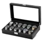 Ditur Boîtes à montres 12 montres Noir Carbone imité DIT0000238