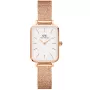 Montre Daniel Wellington Quadro DW00100431 avec cadran Blanc, boîtier de 20 mm de diamètre et bracelet Bracelet en maille de Or rose