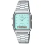Montre Casio Vintage AQ-230A-2A2MQYES avec cadran Bleu, boîtier de 30 mm de diamètre et bracelet Bracelet en métal de Argent