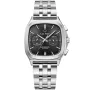 Montre Carl Pique Carré Chrono CP0025 avec cadran Noir, boîtier de 39 mm de diamètre et bracelet Bracelet en métal de Argent