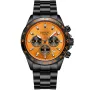 Montre Dissing D1453 avec cadran Orange, boîtier de 43 mm de diamètre et bracelet Bracelet en métal de Noir