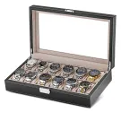 Ditur Boîtes à montres 12 montres Noir Cuir synthétique DIT0000237